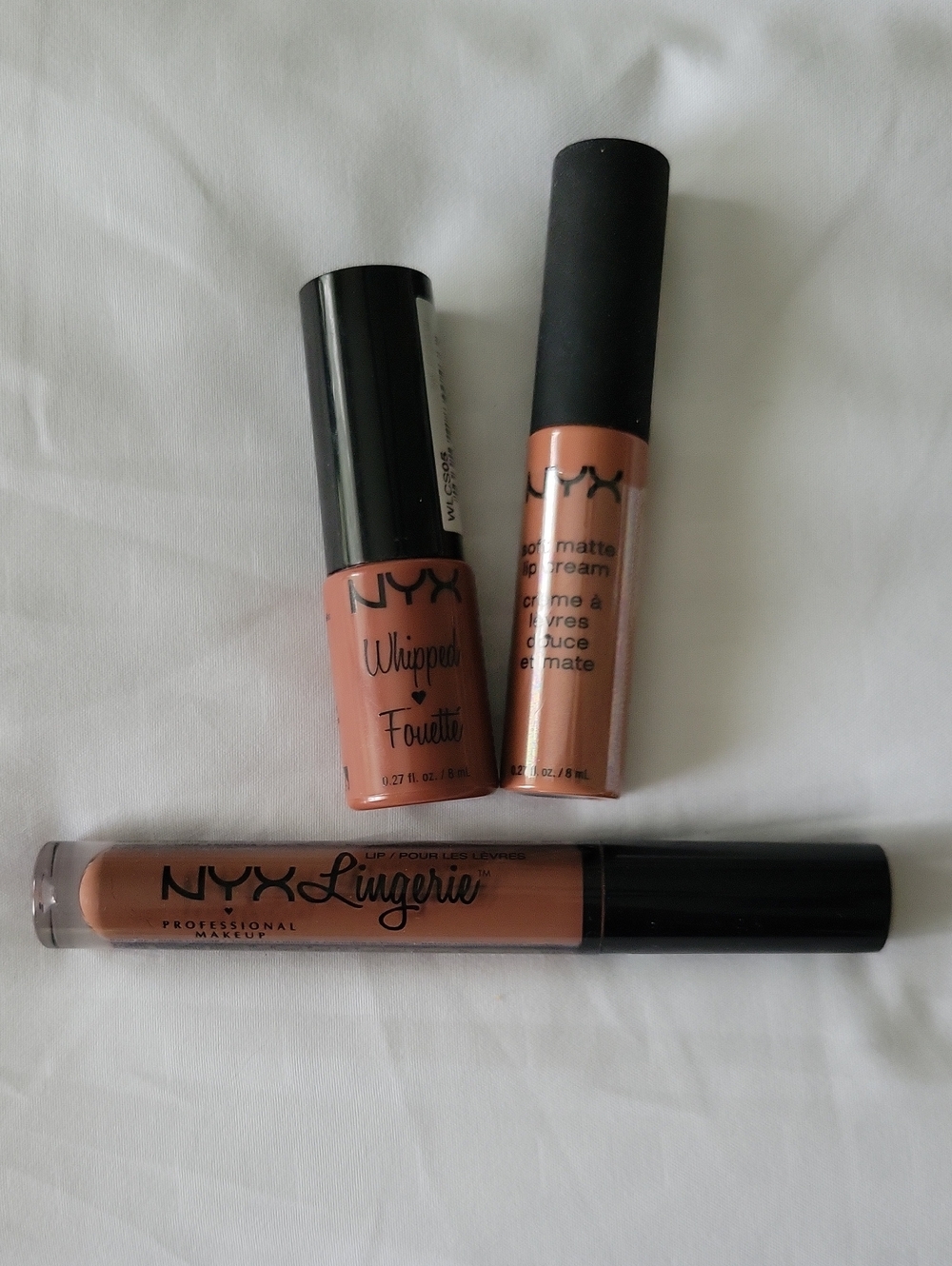 NYX Lipstick Set 3 Lingerie, Whipped Cheek & Lip, Soft Matte Lip Cream Nudes New
